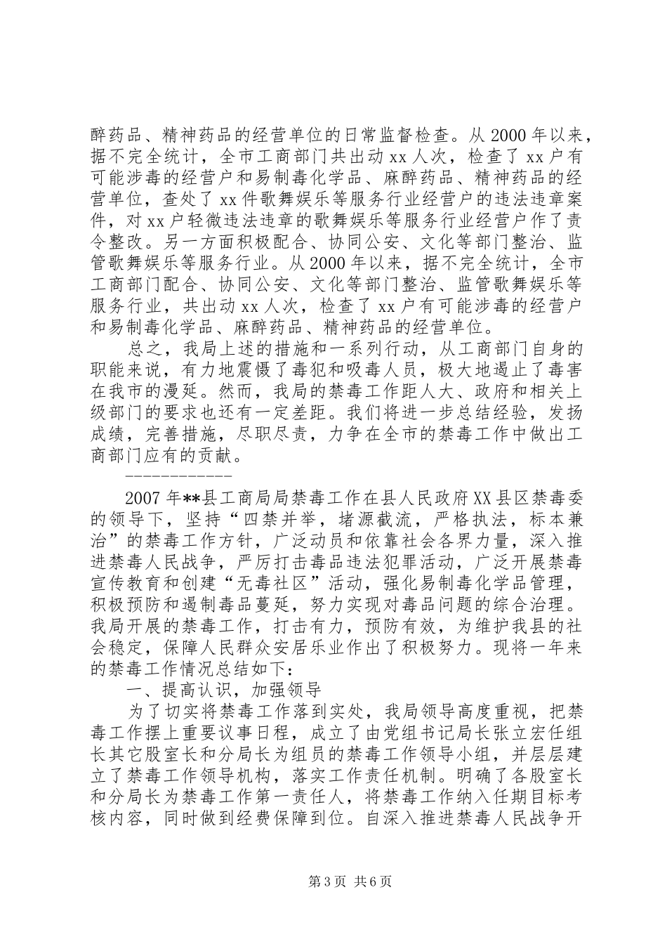 工商局禁毒工作自查报告 _第3页