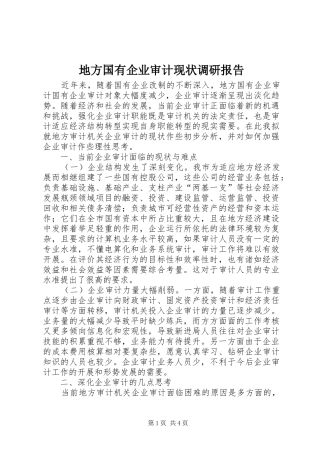 地方国有企业审计现状调研报告 