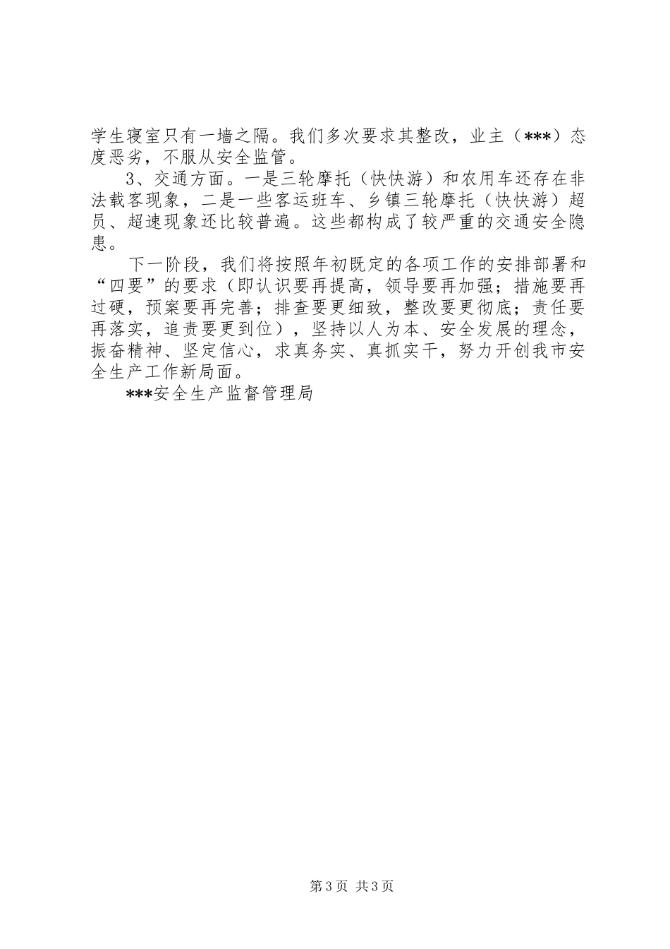 市安全生产工作情况简要汇报 _第3页
