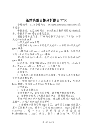 基站典型告警分析报告7706 