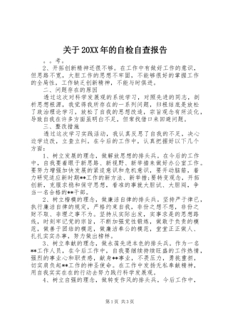 关于20XX年的自检自查报告