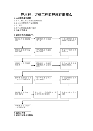 静压管桩、方桩工程监理实施细则