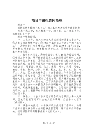 项目申请报告阿斯顿 