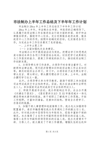 市法制办上半年工作总结及下半年年工作计划