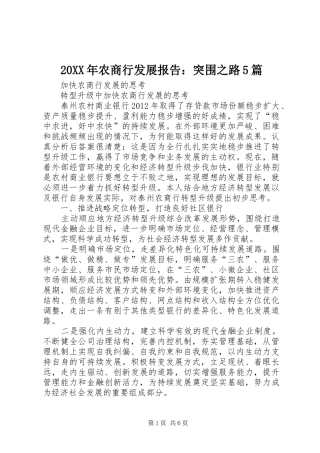 20XX年农商行发展报告：突围之路5篇 (3)