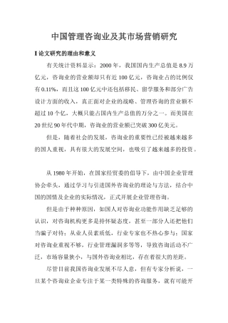 中国管理咨询业的市场分析