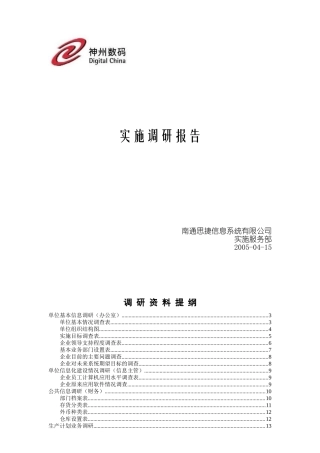神州数码实施调研报告