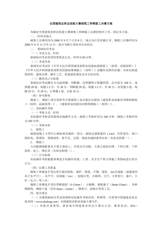 全国建筑业职业技能大赛砌筑工和钢筋工决赛方案