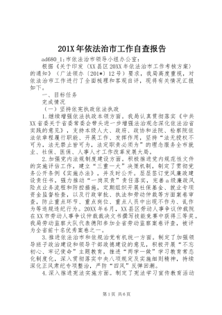 201X年依法治市工作自查报告