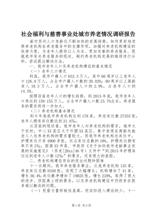 社会福利与慈善事业处城市养老情况调研报告 