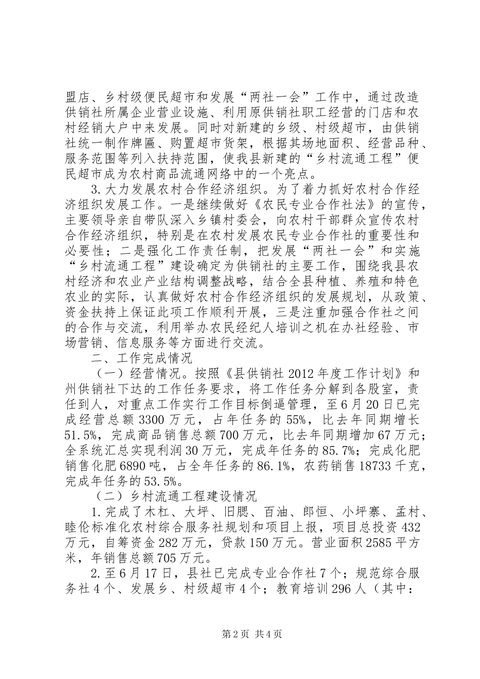 供销社实施乡村流通工程建设工作情况报告 _第2页