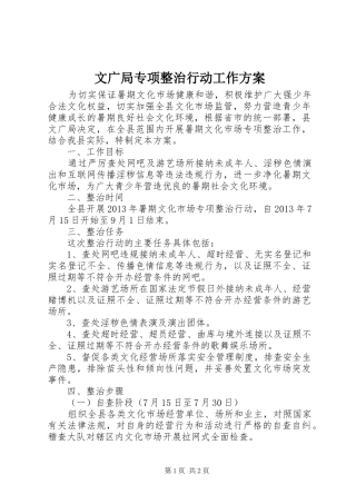 文广局专项整治行动工作方案