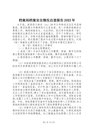 档案局档案安全情况自查报告20XX年