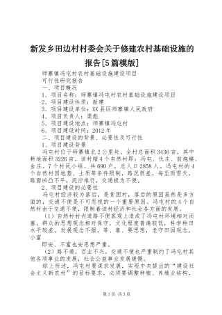 新发乡田边村村委会关于修建农村基础设施的报告[5篇模版] 