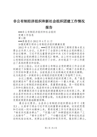 非公有制经济组织和新社会组织团建工作情况报告 