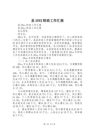 县20XX财政工作汇报