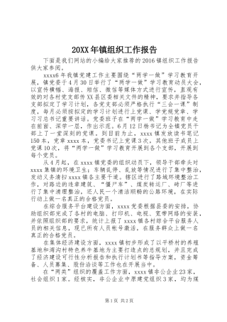 20XX年镇组织工作报告 