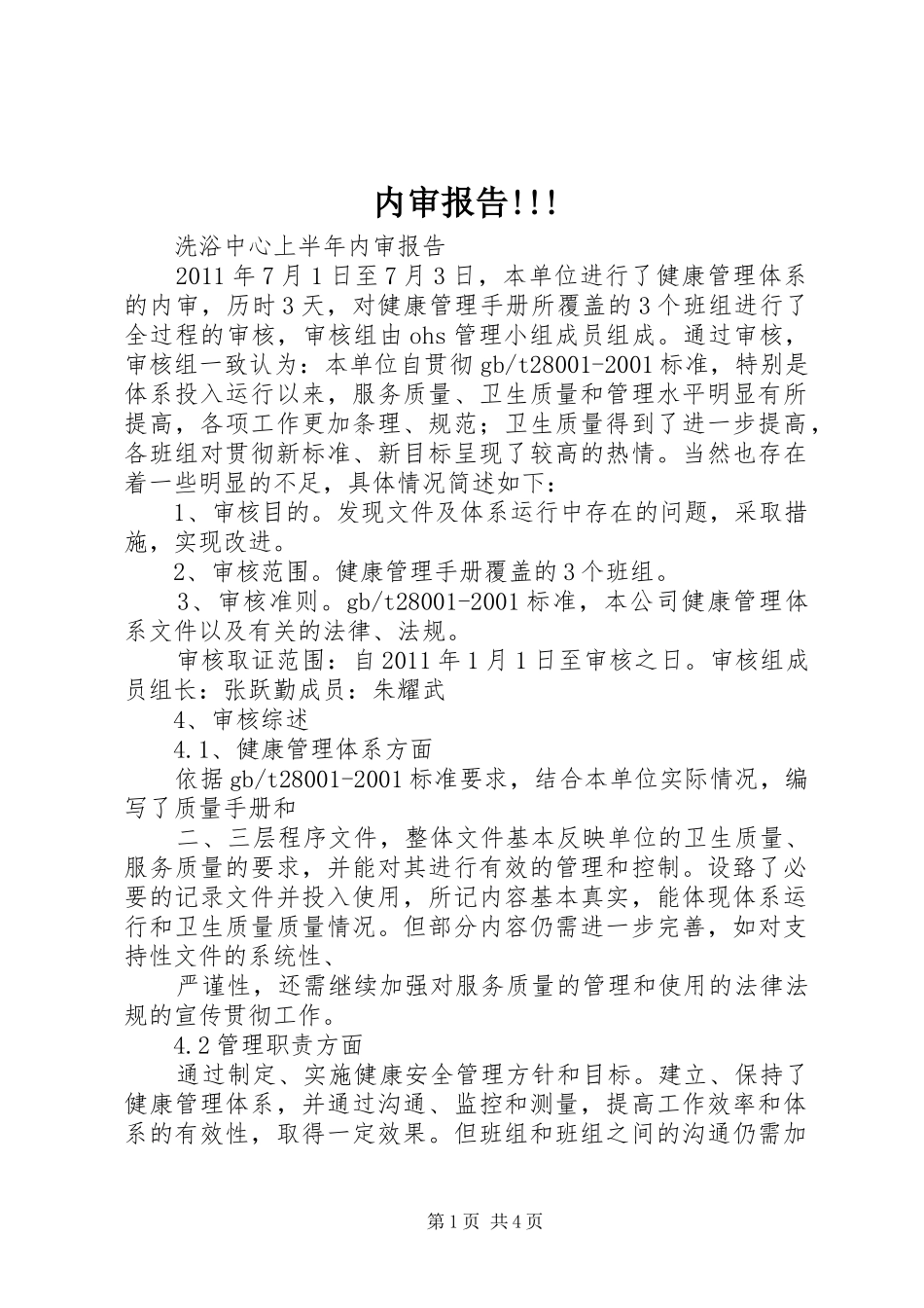 内审报告!!! _第1页