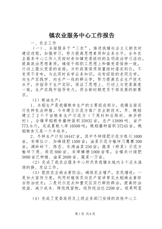 镇农业服务中心工作报告 