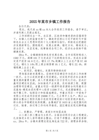 20XX年某市乡镇工作报告