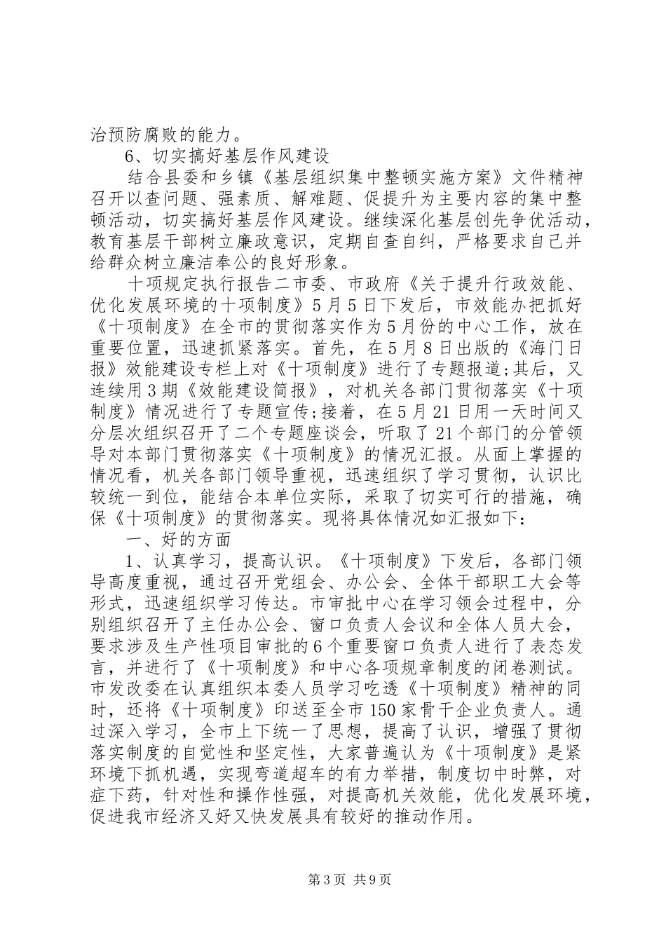 十项规定执行报告 _第3页