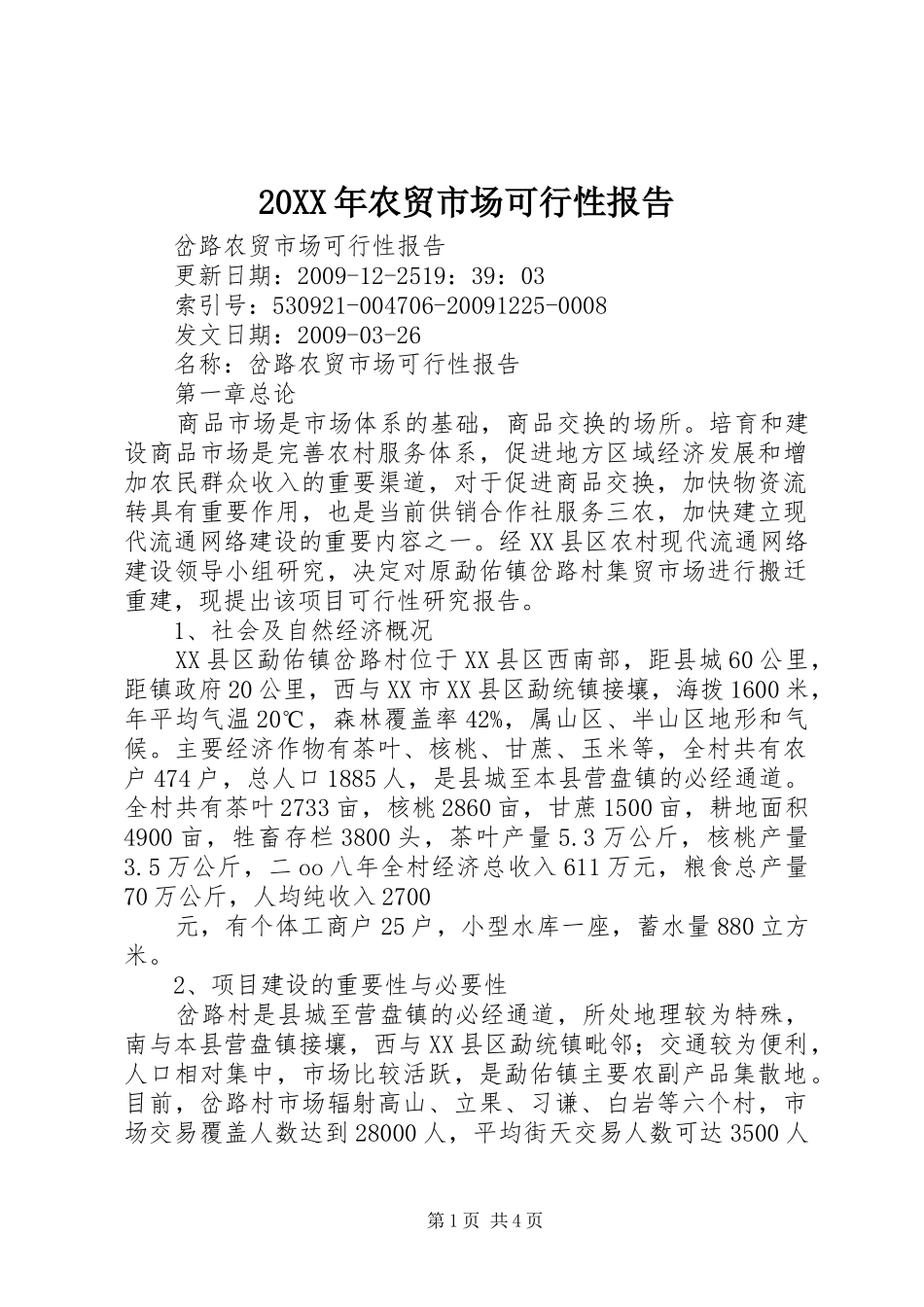 20XX年农贸市场可行性报告_第1页
