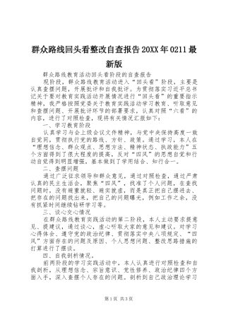 群众路线回头看整改自查报告20XX年0211最新版