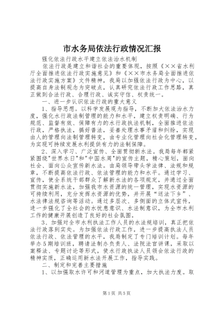市水务局依法行政情况汇报 
