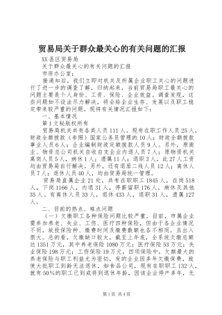 贸易局关于群众最关心的有关问题的汇报 