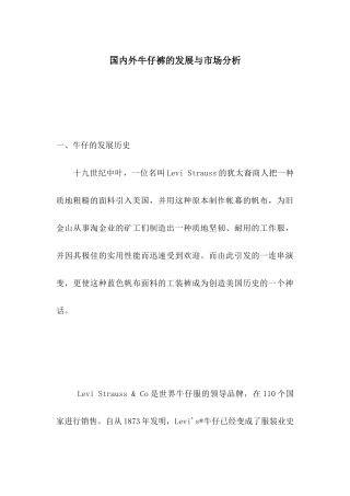 国内外牛仔裤的发展与市场分析(1)