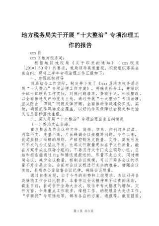 地方税务局关于开展“十大整治”专项治理工作的报告 