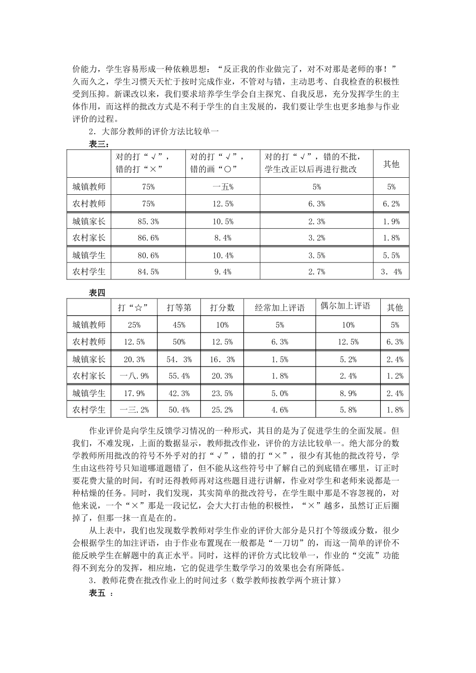 小学数学作业批改现状调查和对策思考_第3页