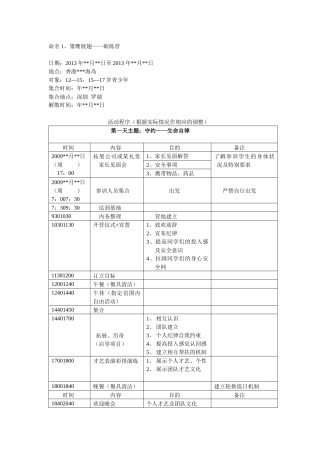 雏鹰展翅——砺练营，夏令营行程方案