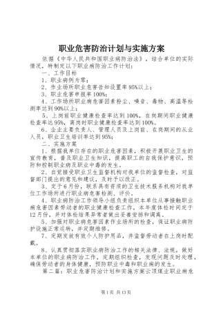 职业危害防治计划与实施方案