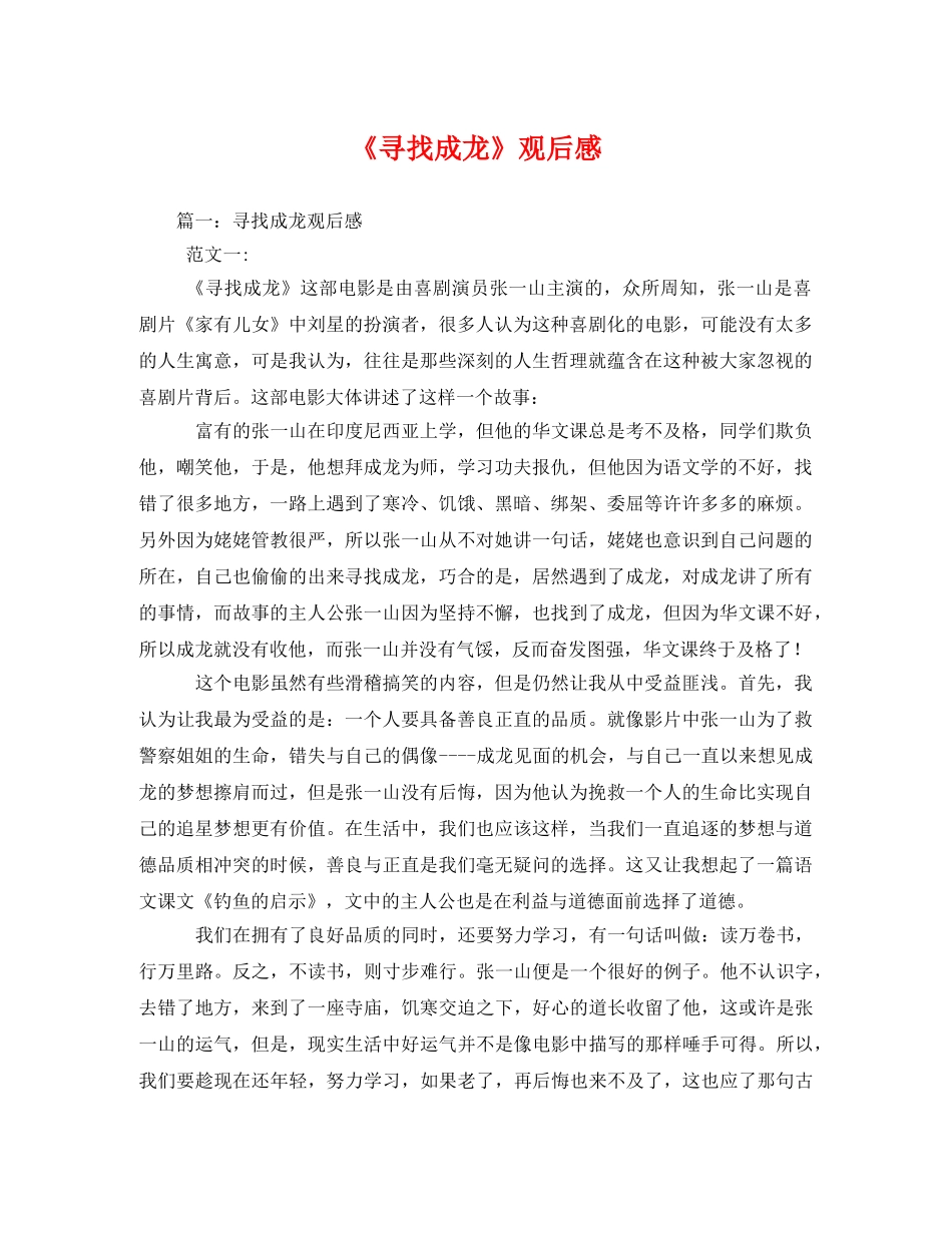 《寻找成龙》观后感2 _第1页