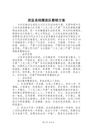 质监系统稽查队整顿方案