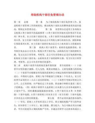 寿险机构干部任免管理办法 