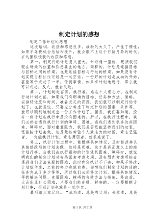制定计划的感想