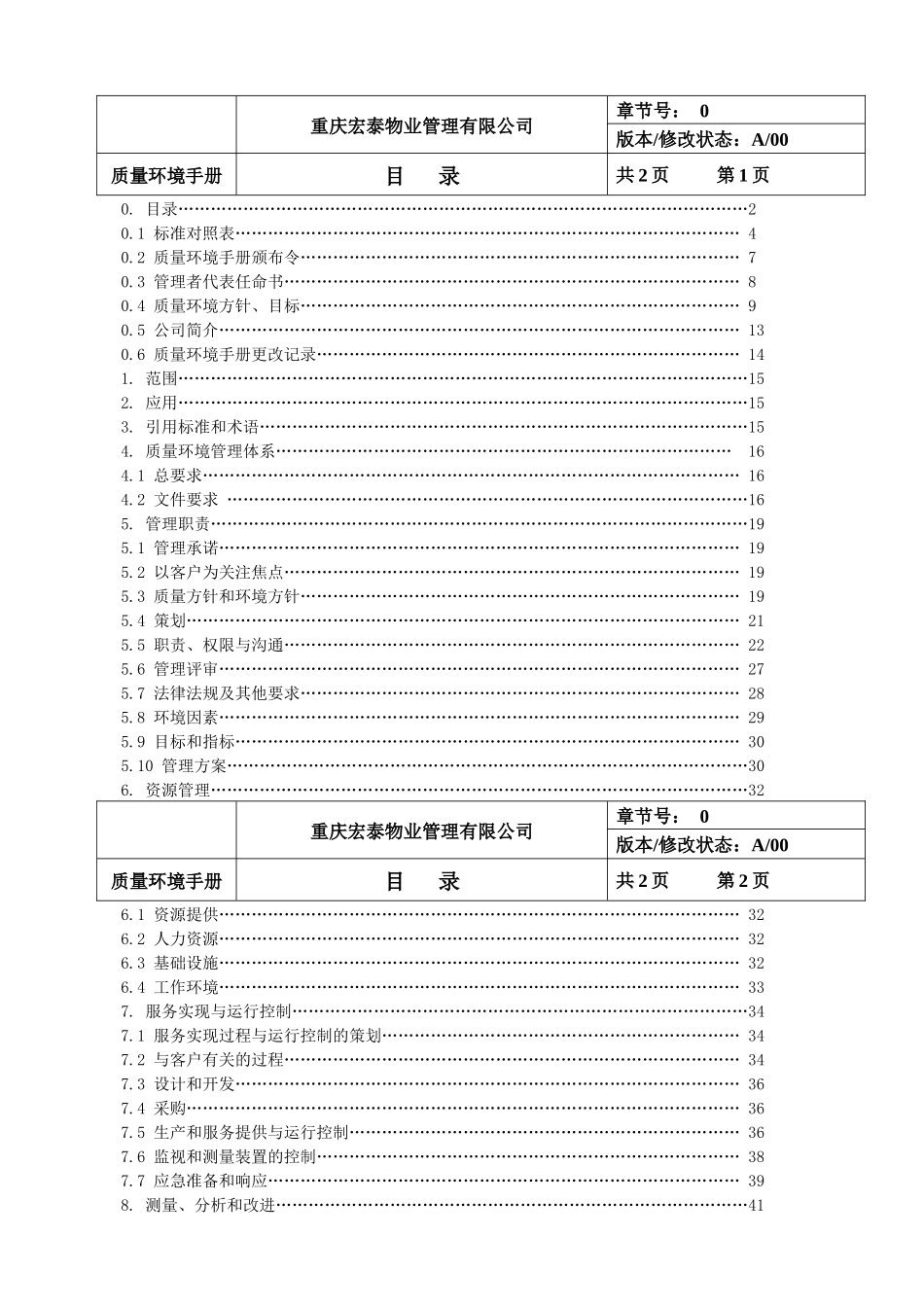 宏泰物业服务质量环境手册_第2页