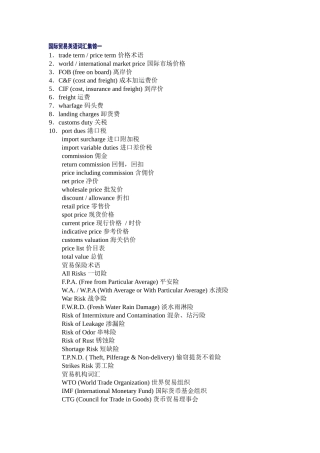 国际贸易英语词汇集锦
