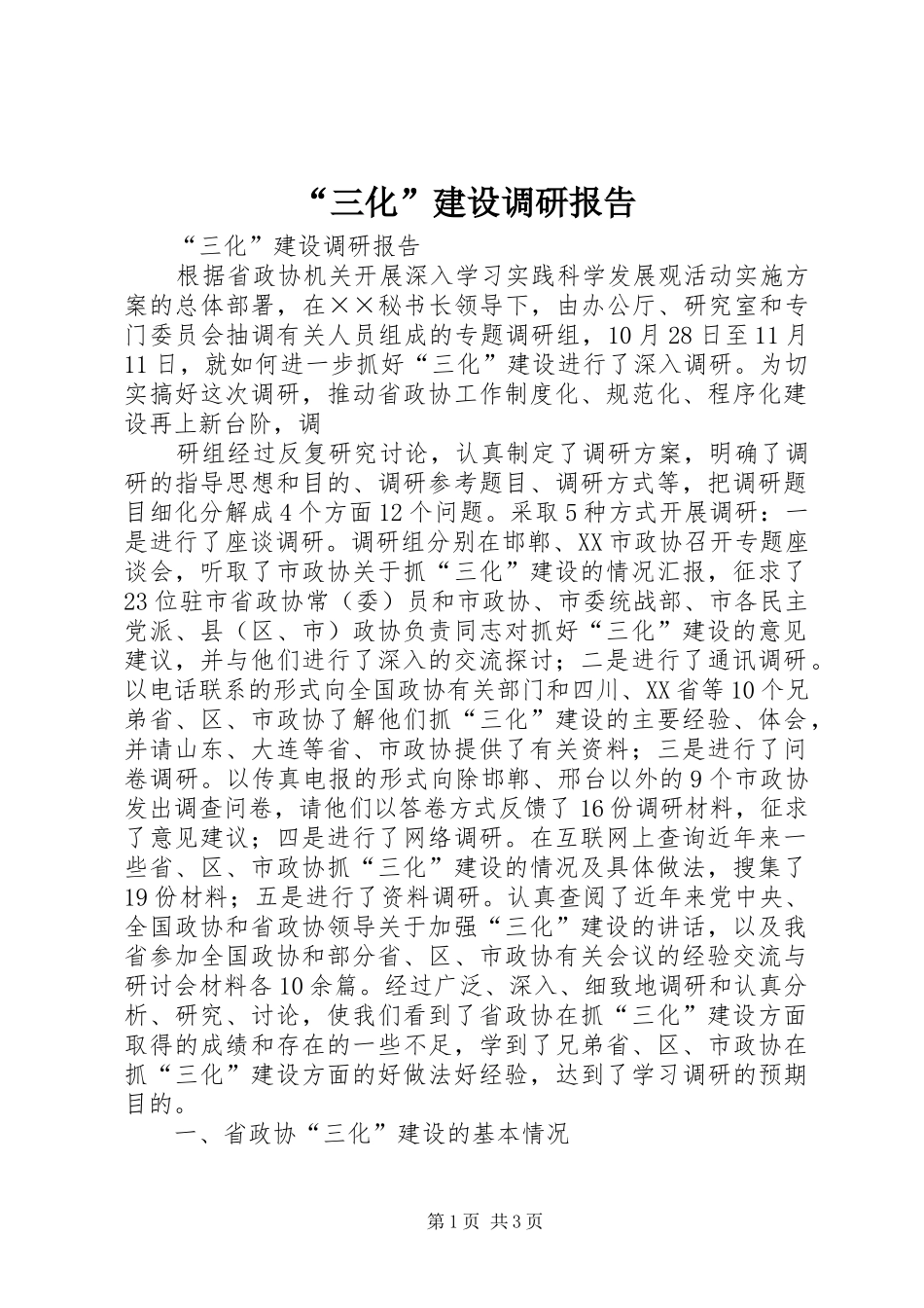 “三化”建设调研报告 _第1页