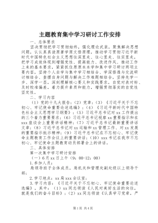 主题教育集中学习研讨工作安排