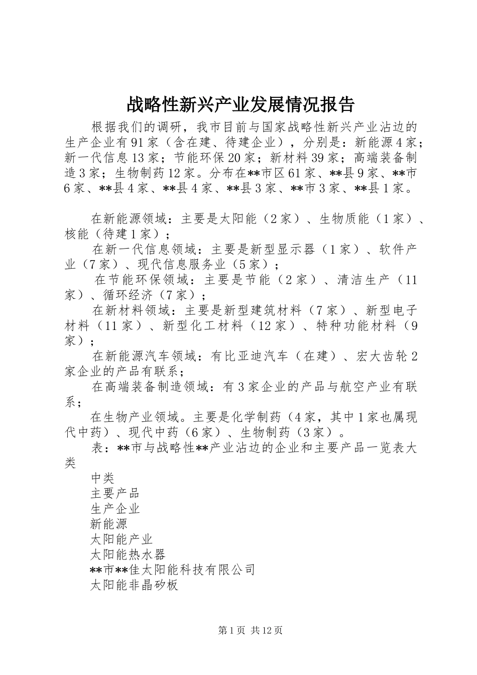 战略性新兴产业发展情况报告1 _第1页
