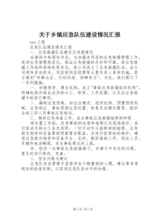 关于乡镇应急队伍建设情况汇报 