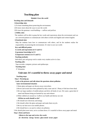 module 6《save our world》教案2（外研版九年级上）doc--初中英语 