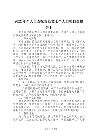 20XX年个人自查报告范文【个人自检自查报告】