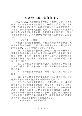 20XX年三重一大自查报告