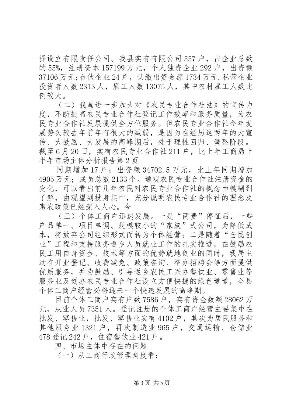 工商局上半年市场主体分析报告 _第3页
