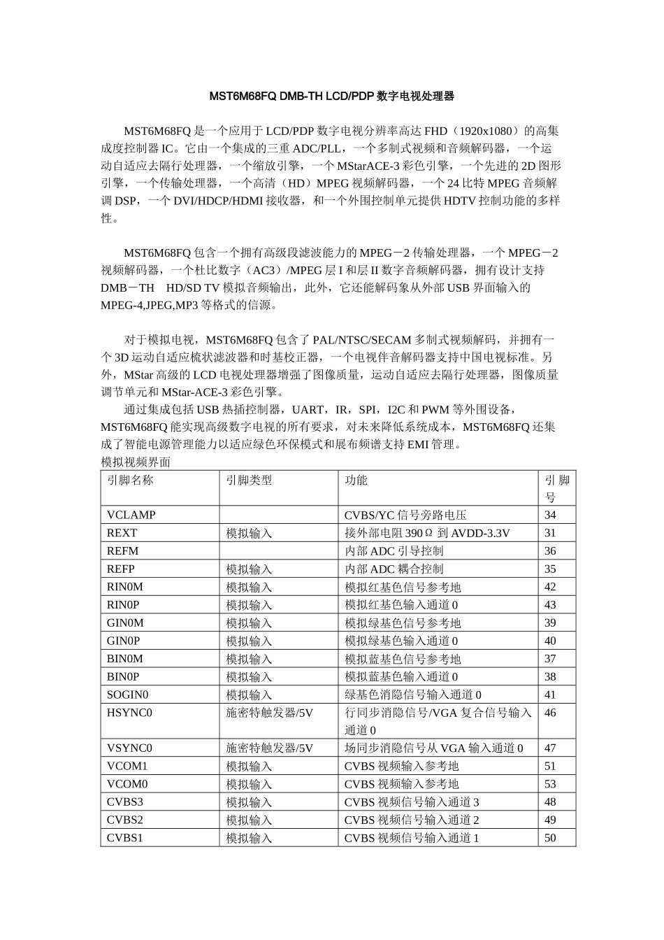 ic资料第二十节mst6m68fqdmblcd数字电视处理器_第1页