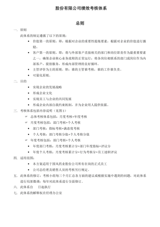 某股份有限公司绩效考核体系
